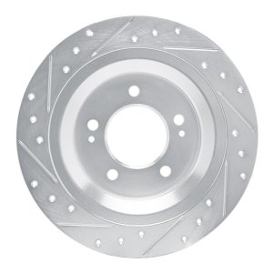 Hyundai Tucson Brake Rotor (1) - Rear Right - R1 Concepts - Drilled & Slotted - Silver - `21-`25